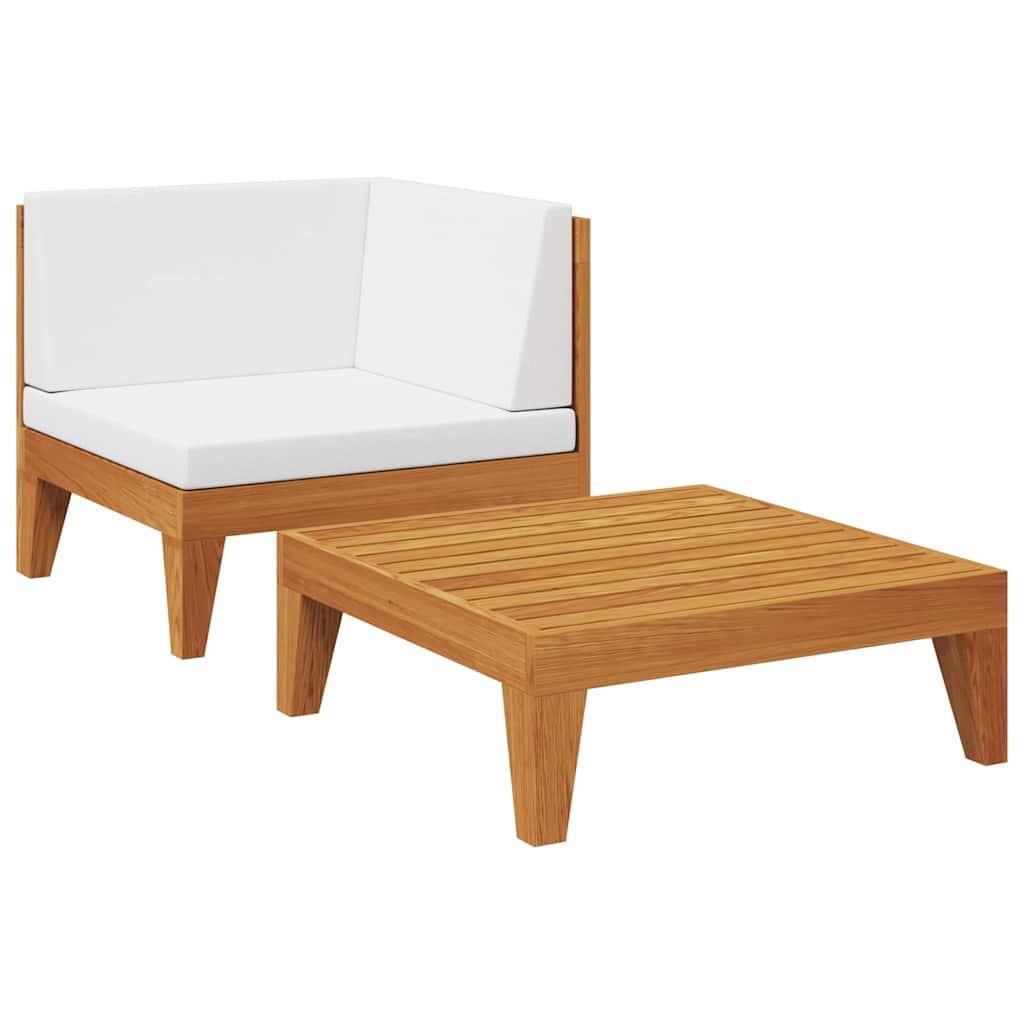 Muebles de jardín 2 piezas con cojines madera maciza de acacia