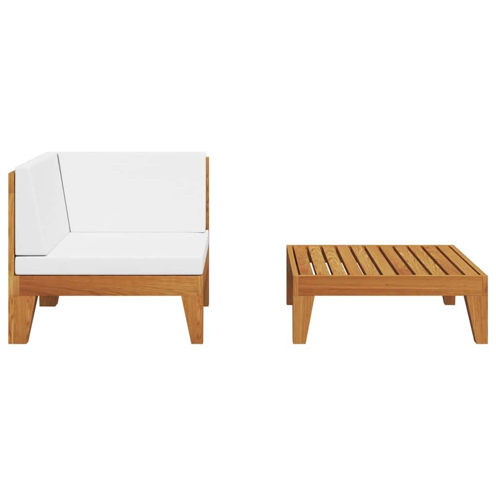 Muebles de jardín 2 piezas con cojines madera maciza de acacia