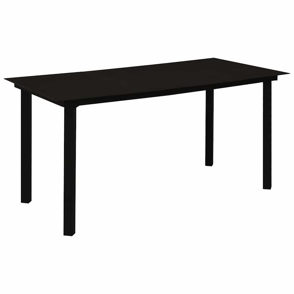 Mesa de comedor de jardín acero y vidrio negra 150x80x74 cm