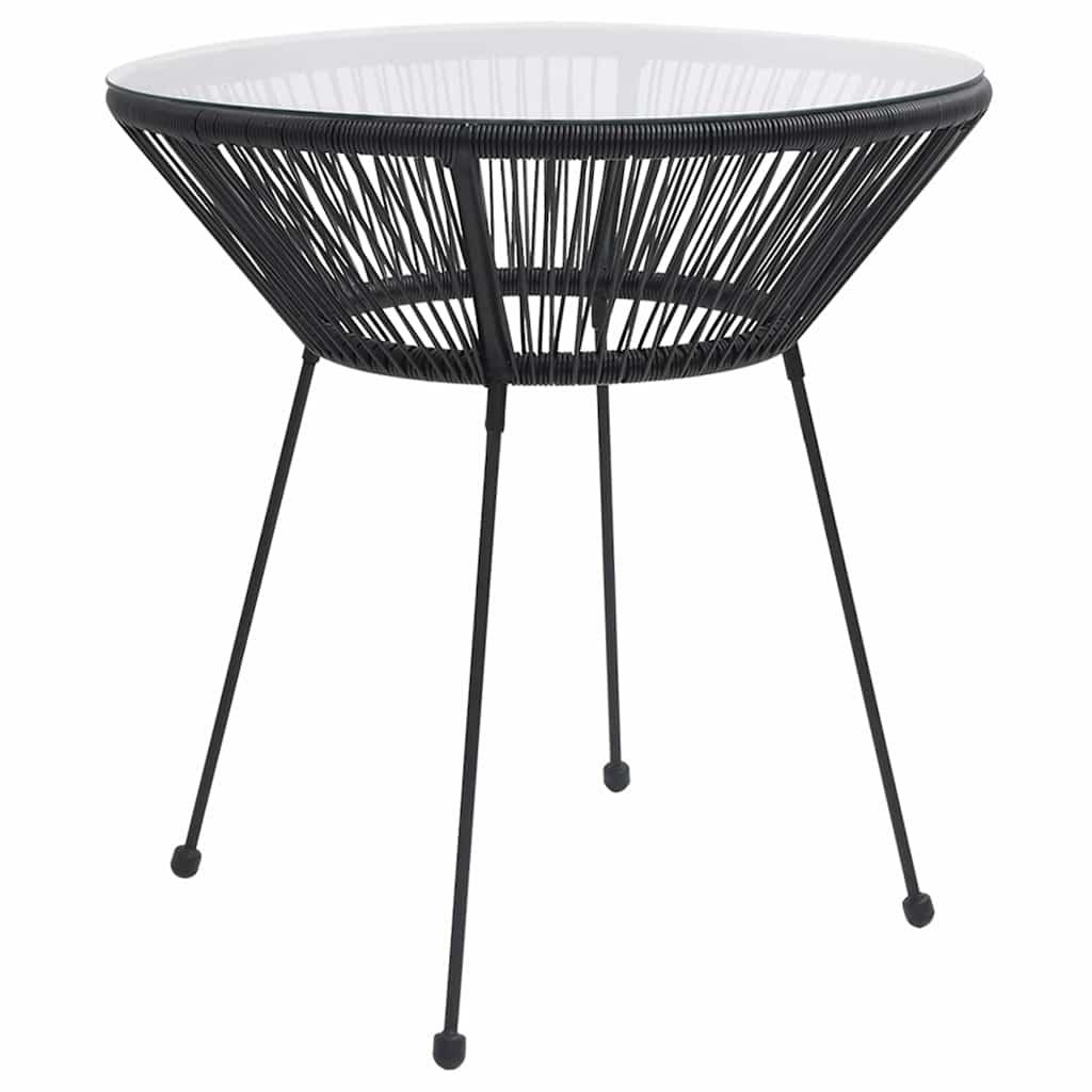 Mesa de comedor de jardín acero y vidrio negra 150x80x74 cm