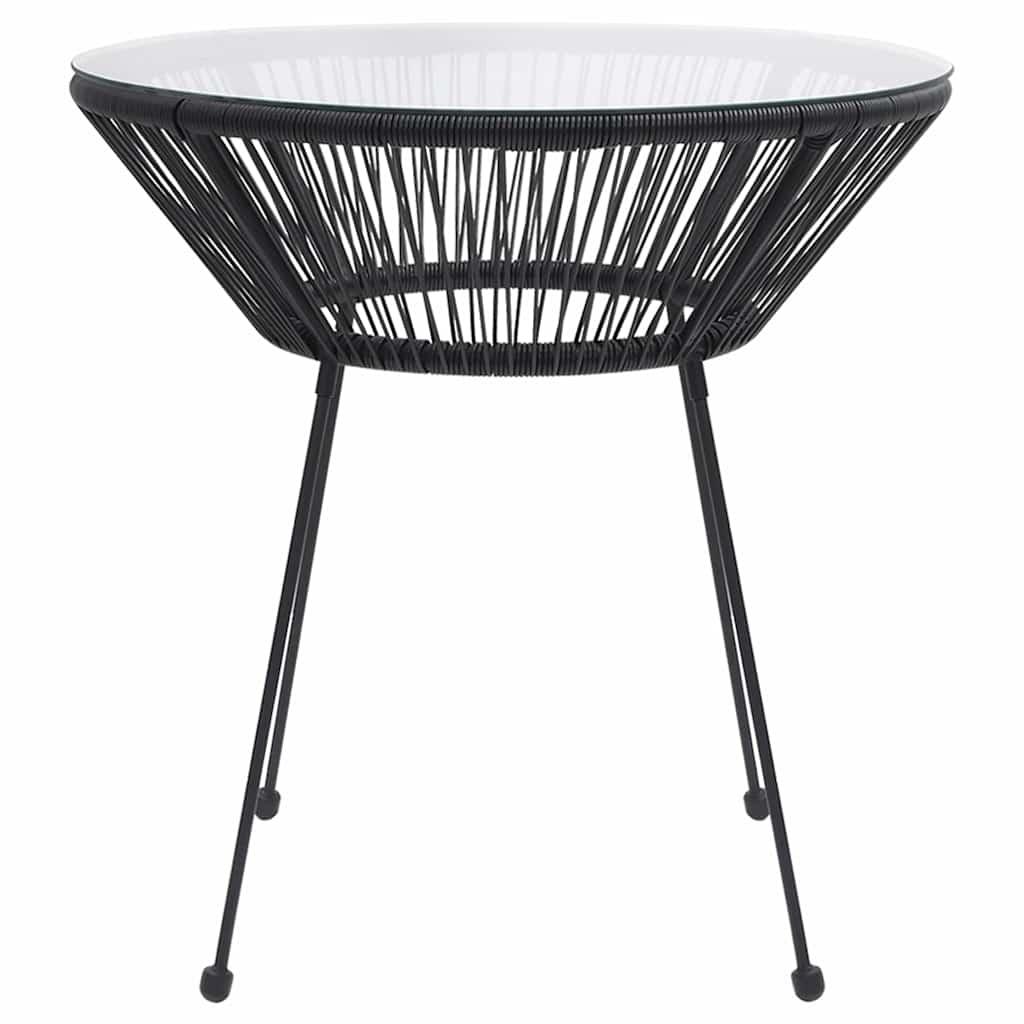 Mesa de comedor de jardín acero y vidrio negra 150x80x74 cm