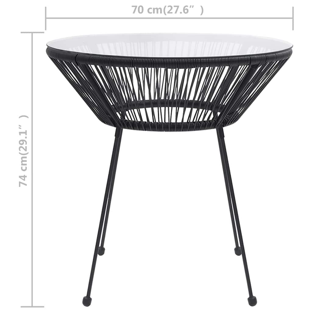 Mesa de comedor de jardín acero y vidrio negra 150x80x74 cm