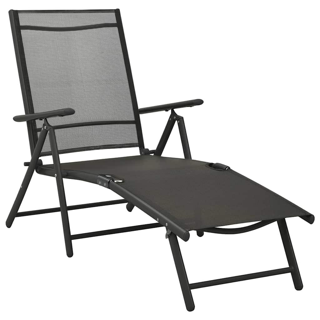 Set de muebles de jardín 3 piezas textilene aluminio negro