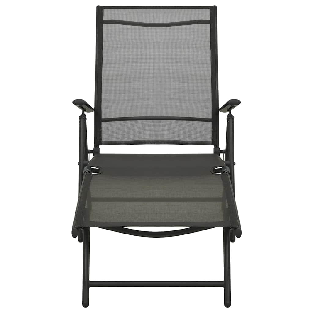 Set de muebles de jardín 3 piezas textilene aluminio negro
