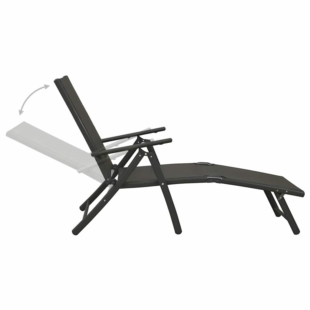 Set de muebles de jardín 3 piezas textilene aluminio negro