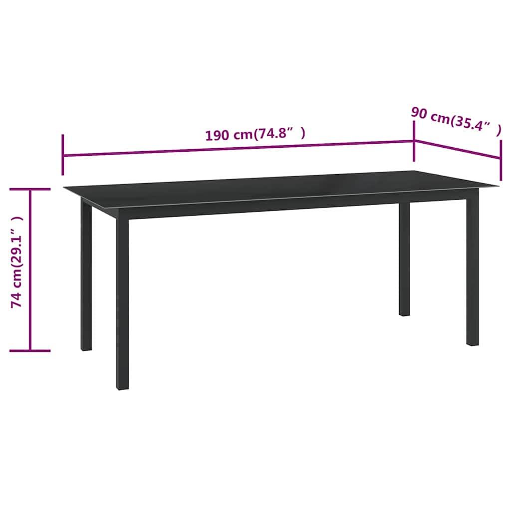Mesa de jardín de aluminio y vidrio gris claro 150x90x74 cm