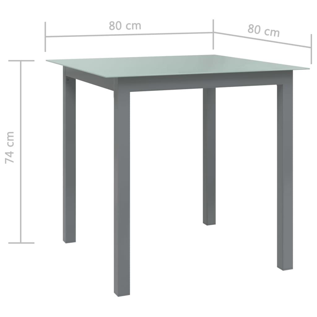 Mesa de jardín de aluminio y vidrio gris claro 150x90x74 cm