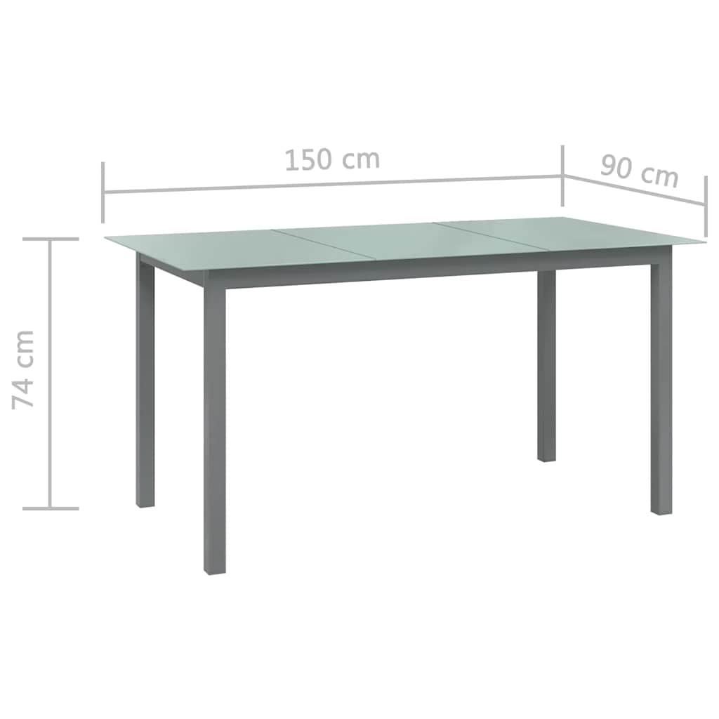 Mesa de jardín de aluminio y vidrio gris claro 150x90x74 cm