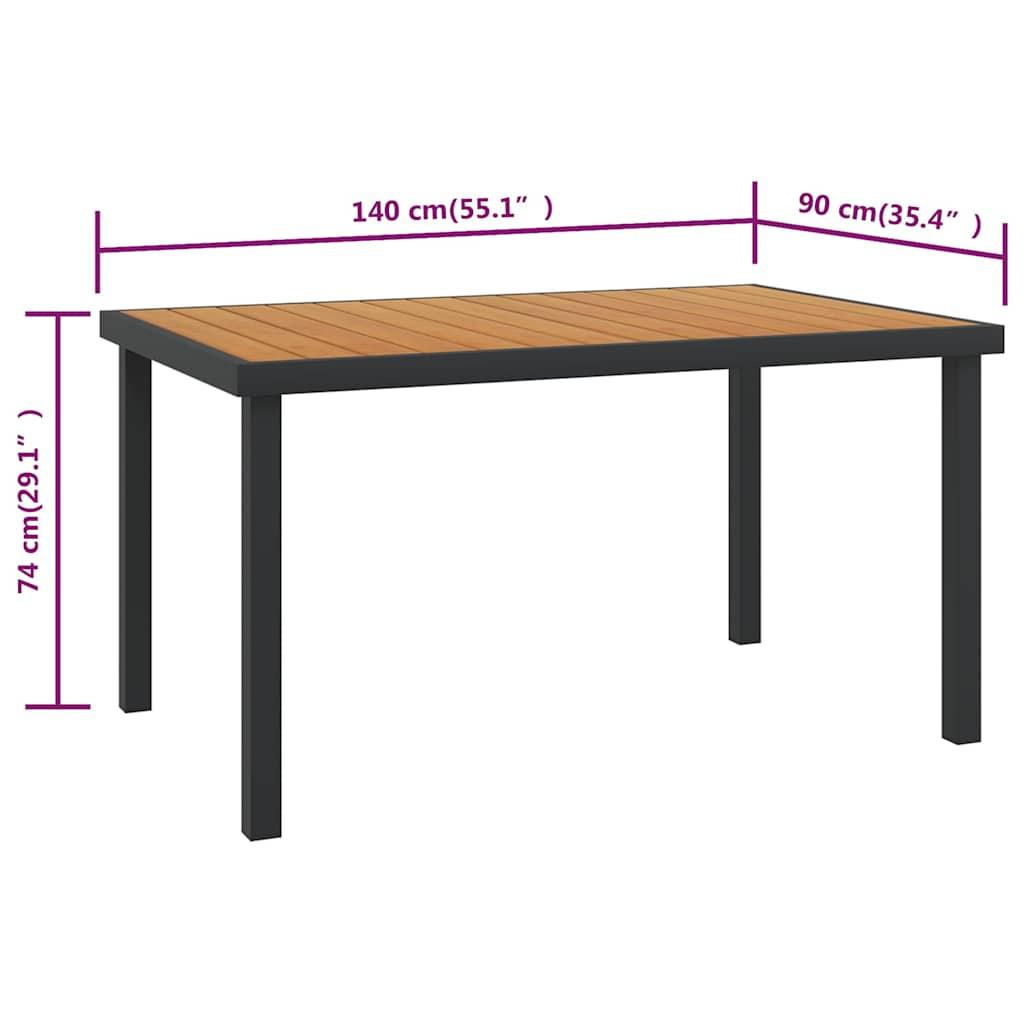 Mesa de jardín de aluminio y WPC plateado 60x60x70 cm