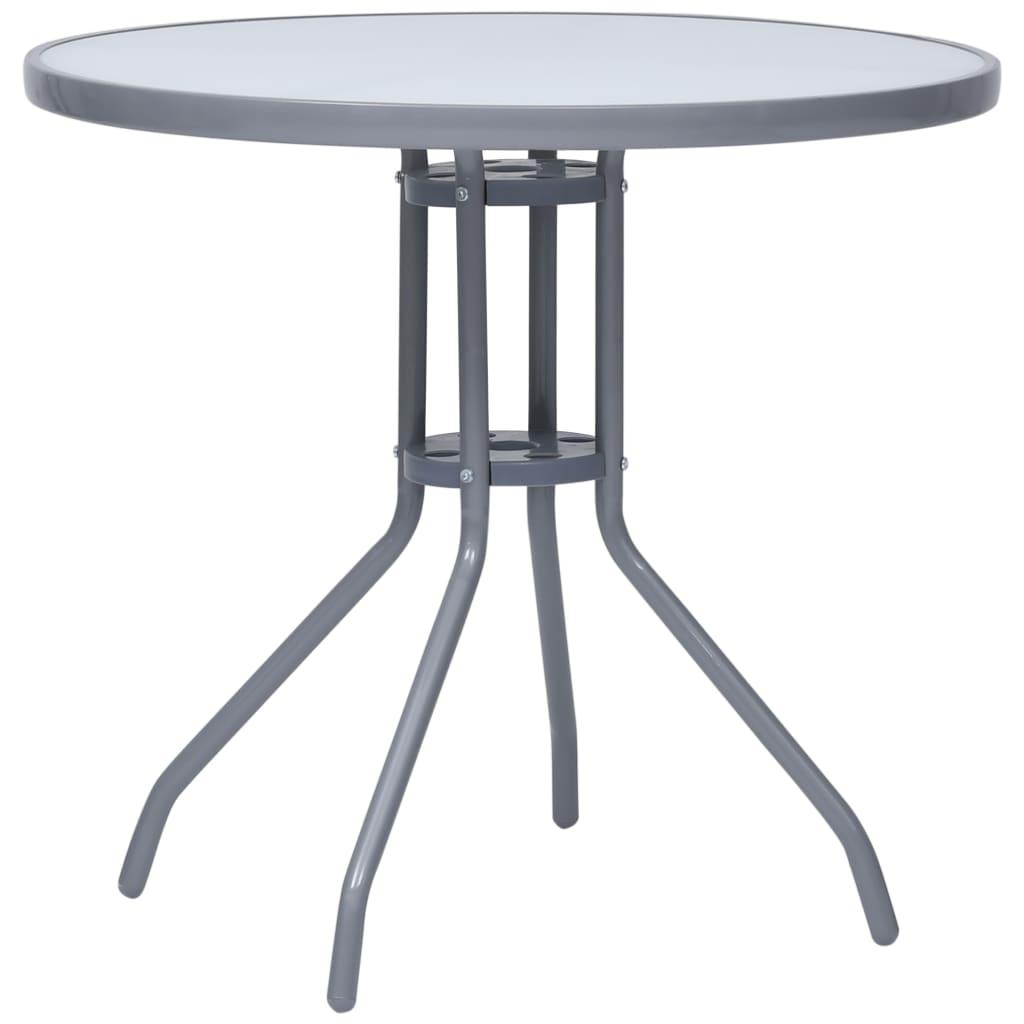 Mesa de jardín acero y vidrio negro y plateado 41x41x45 cm