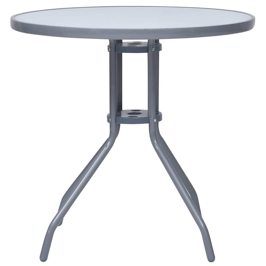 Mesa de jardín acero y vidrio negro y plateado 41x41x45 cm