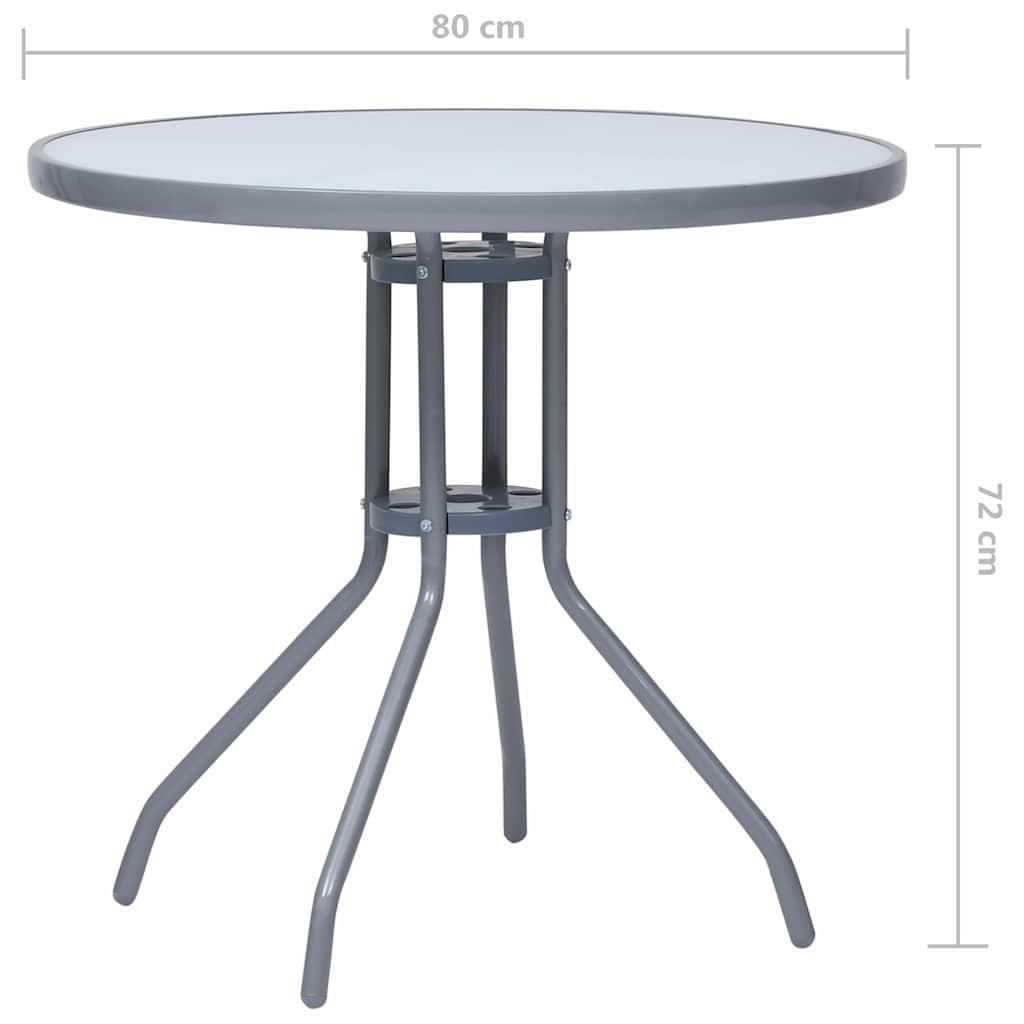 Mesa de jardín acero y vidrio negro y plateado 41x41x45 cm