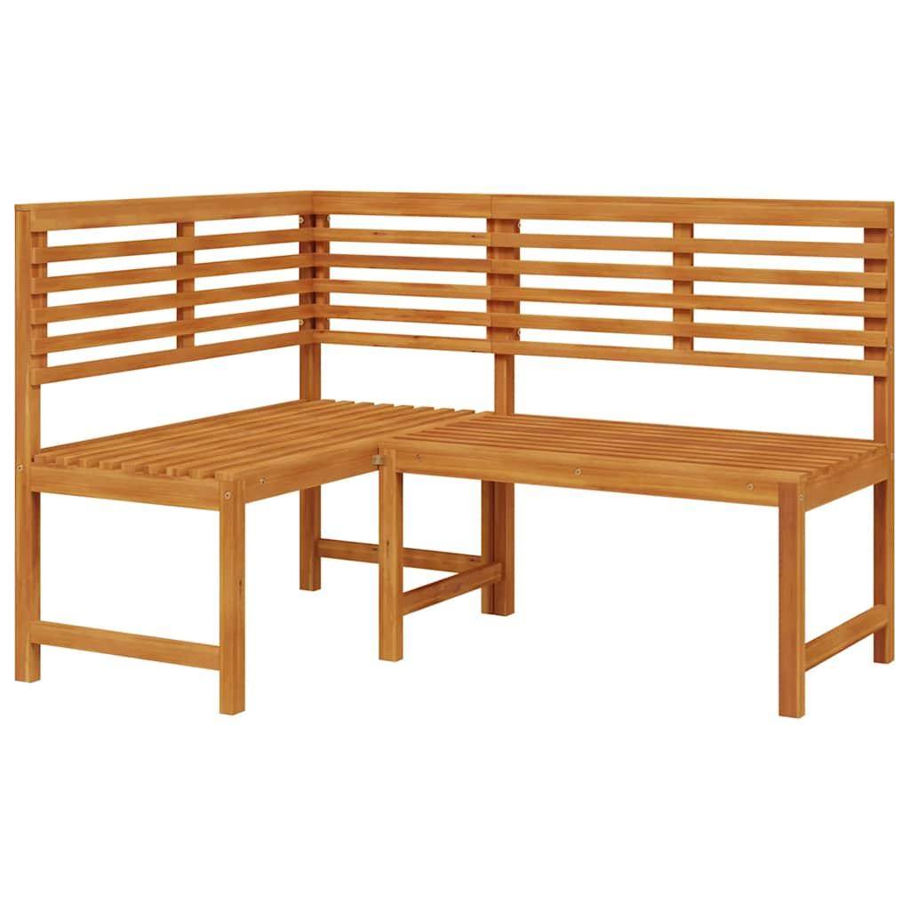 Banco de esquina de jardín madera maciza de acacia 140 cm