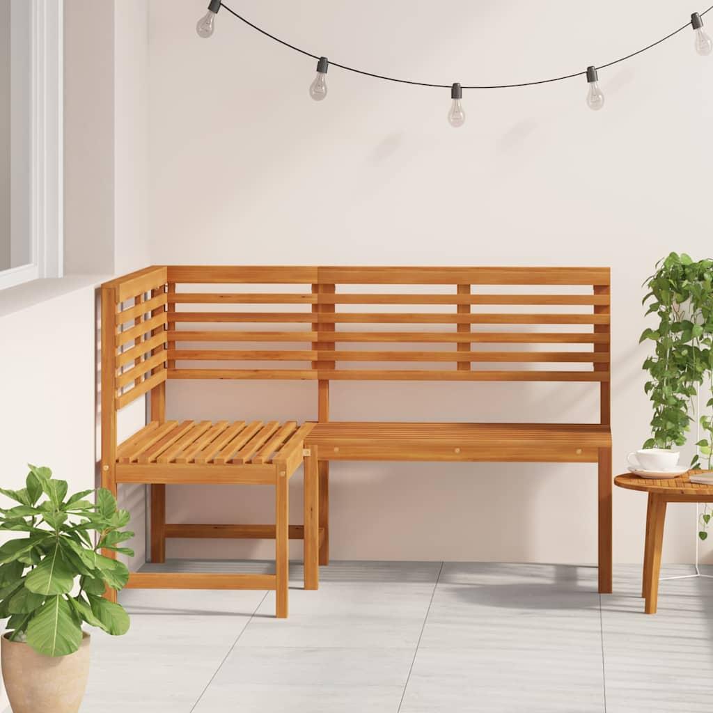 Banco de esquina de jardín madera maciza de acacia 140 cm