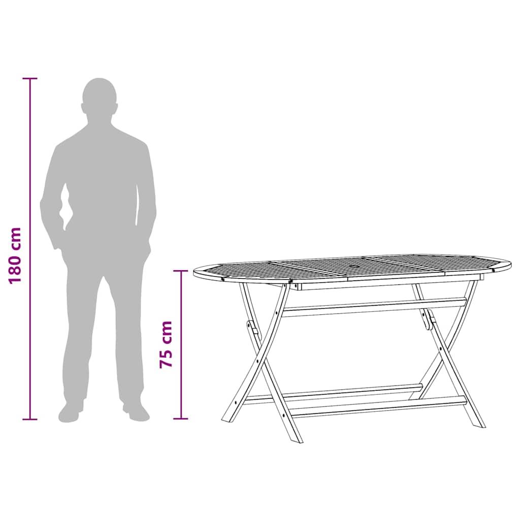Mesa jardín plegable 160x85x75 cm madera maciza de eucalipto