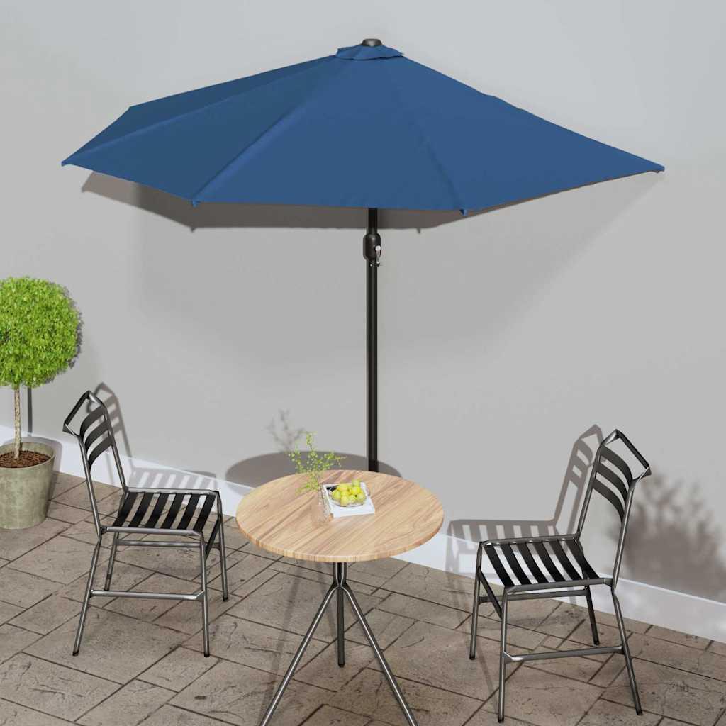Sombrilla balcón semicircular palo aluminio azul 300x155x223 cm