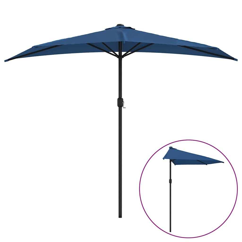 Sombrilla balcón semicircular palo aluminio azul 300x155x223 cm