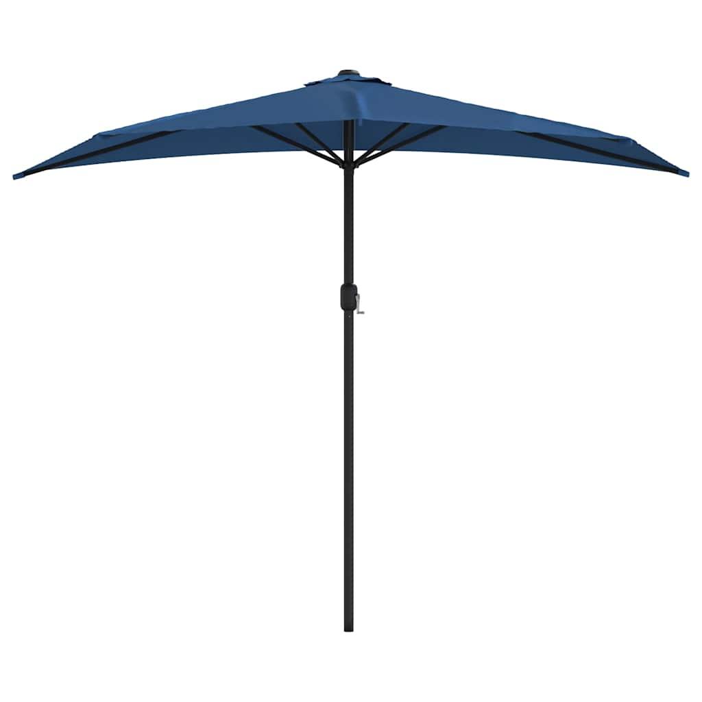 Sombrilla balcón semicircular palo aluminio azul 300x155x223 cm