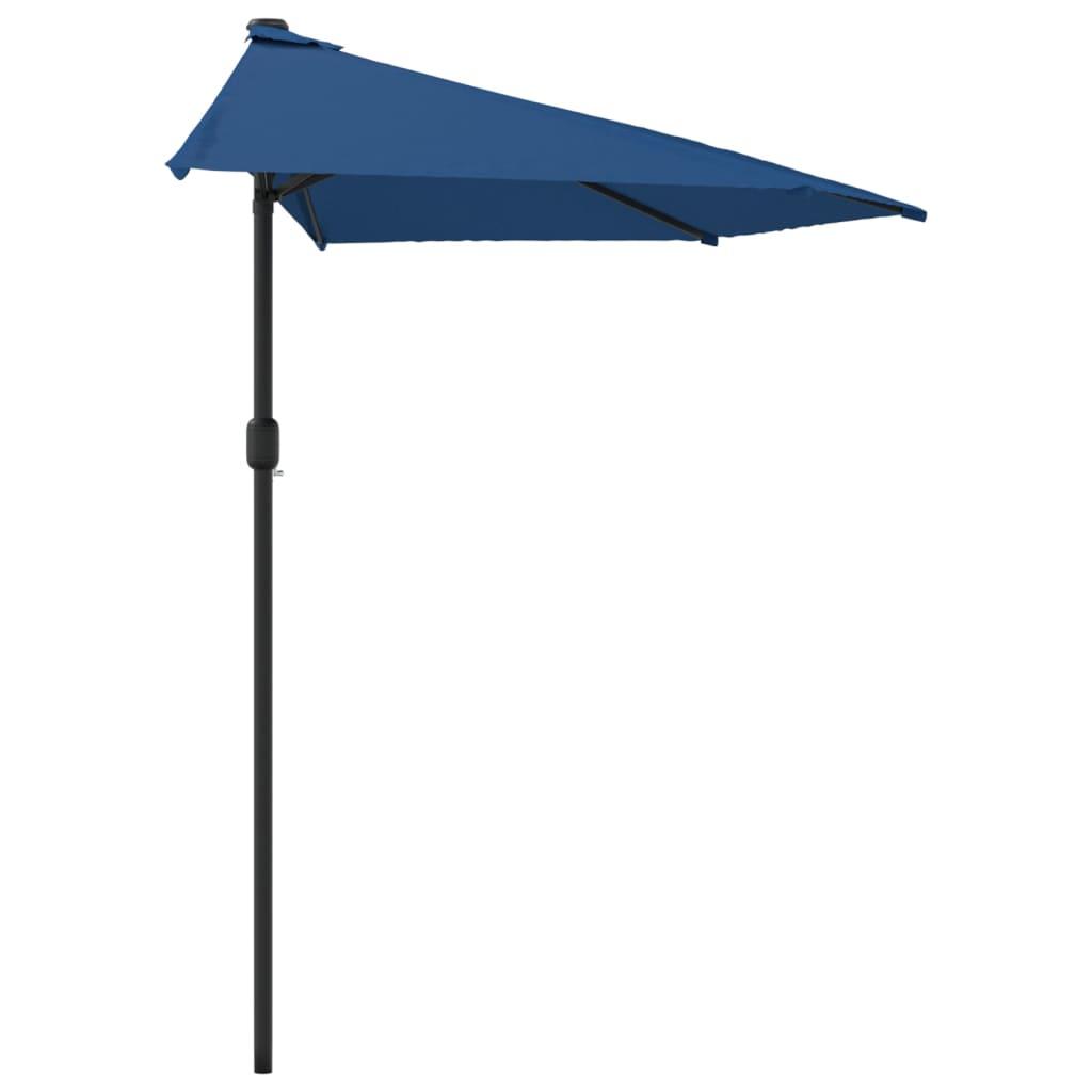 Sombrilla balcón semicircular palo aluminio azul 300x155x223 cm