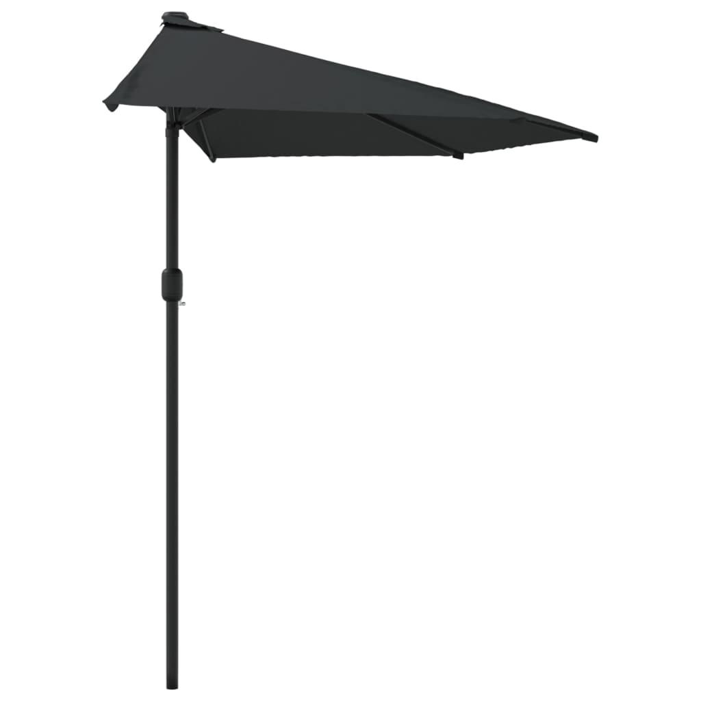 Sombrilla balcón semicircular palo aluminio azul 270x144x222 cm