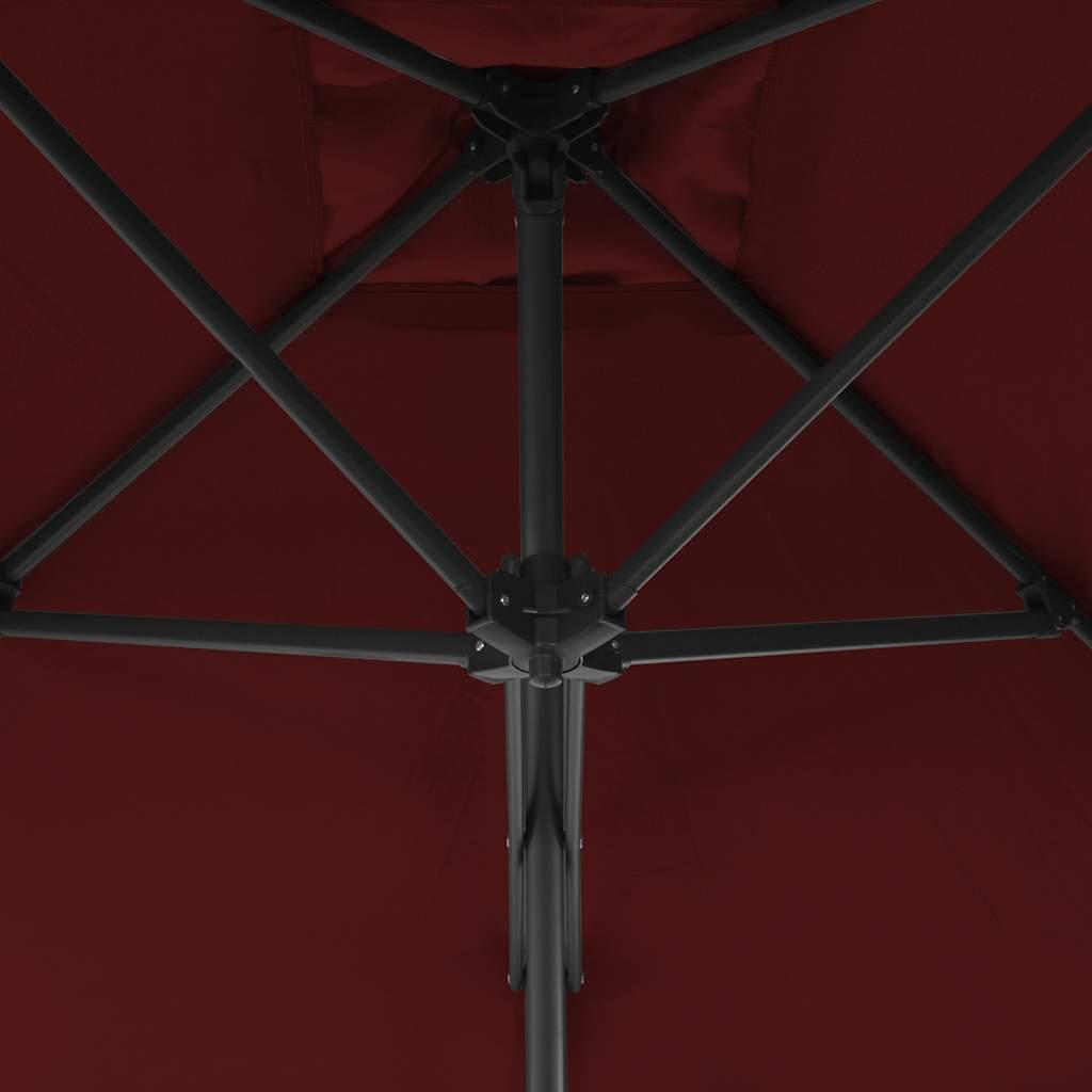 Sombrilla de jardín con palo de acero rojo burdeos 300x230 cm