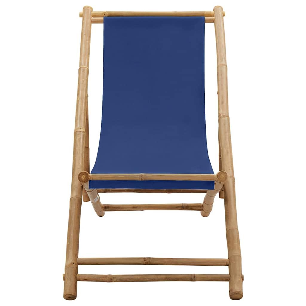 Silla de playa de bambú y lona blanco crema