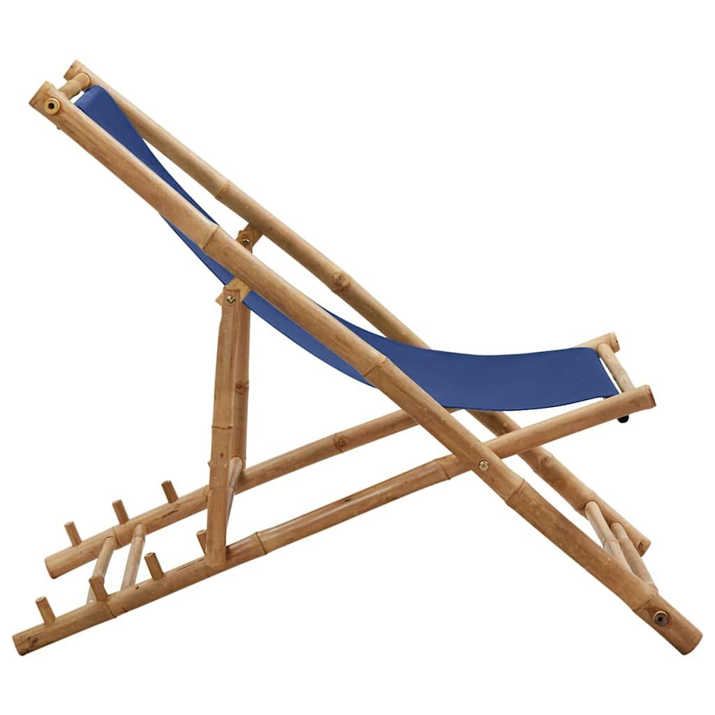 Silla de playa de bambú y lona blanco crema