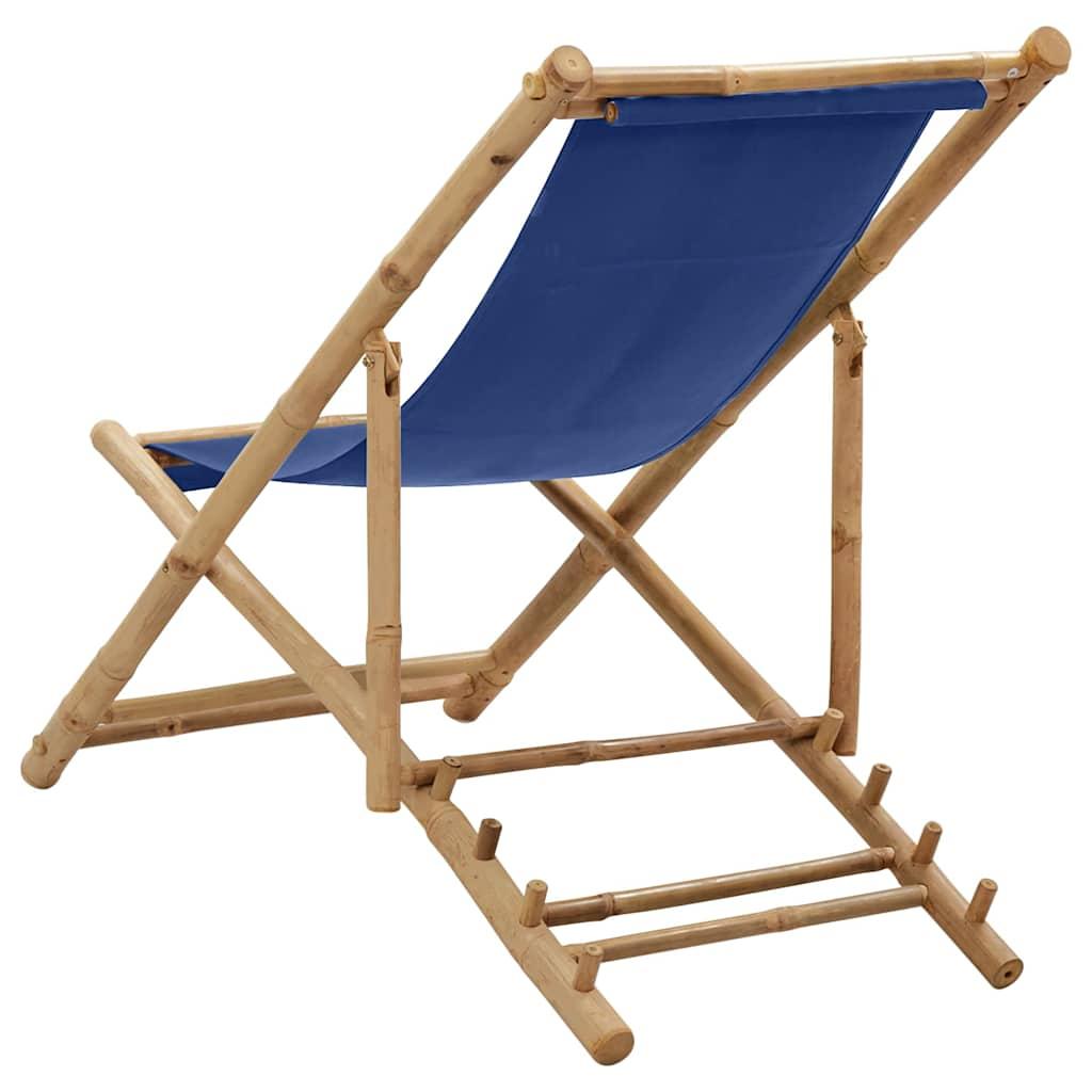 Silla de playa de bambú y lona blanco crema