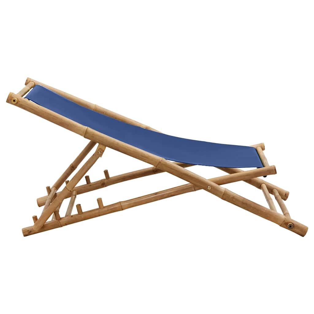 Silla de playa de bambú y lona blanco crema