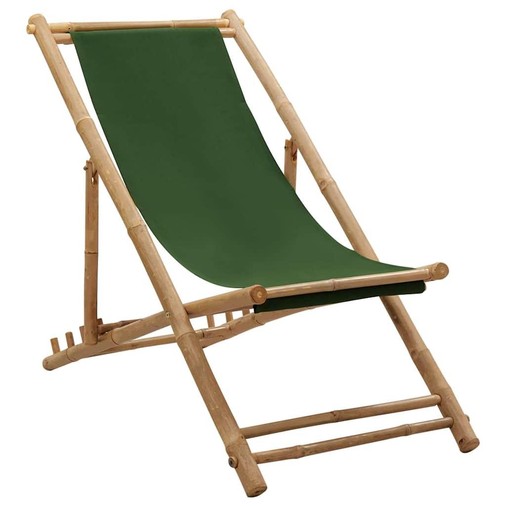 Silla de playa de bambú y lona