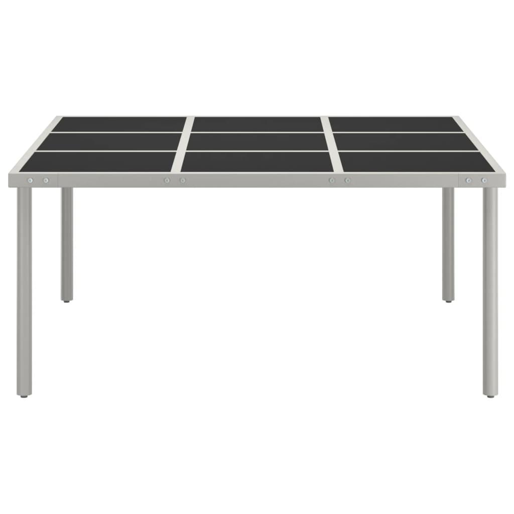 Mesa de comedor para jardín acero y vidrio negro 200x100x74 cm