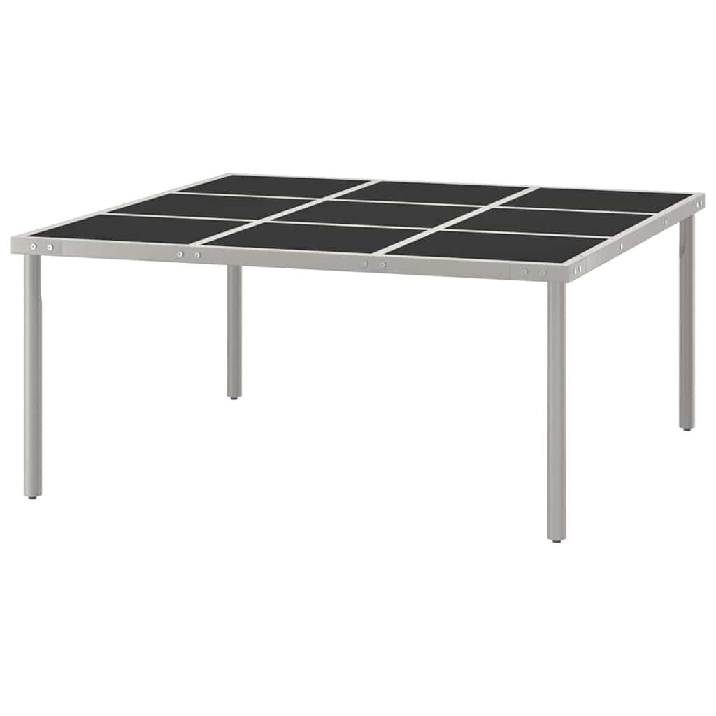 Mesa de comedor para jardín acero y vidrio negro 200x100x74 cm