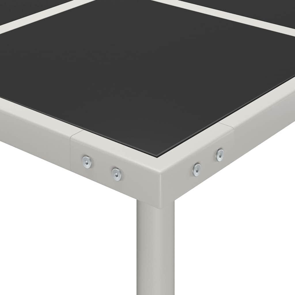 Mesa de comedor para jardín acero y vidrio negro 200x100x74 cm