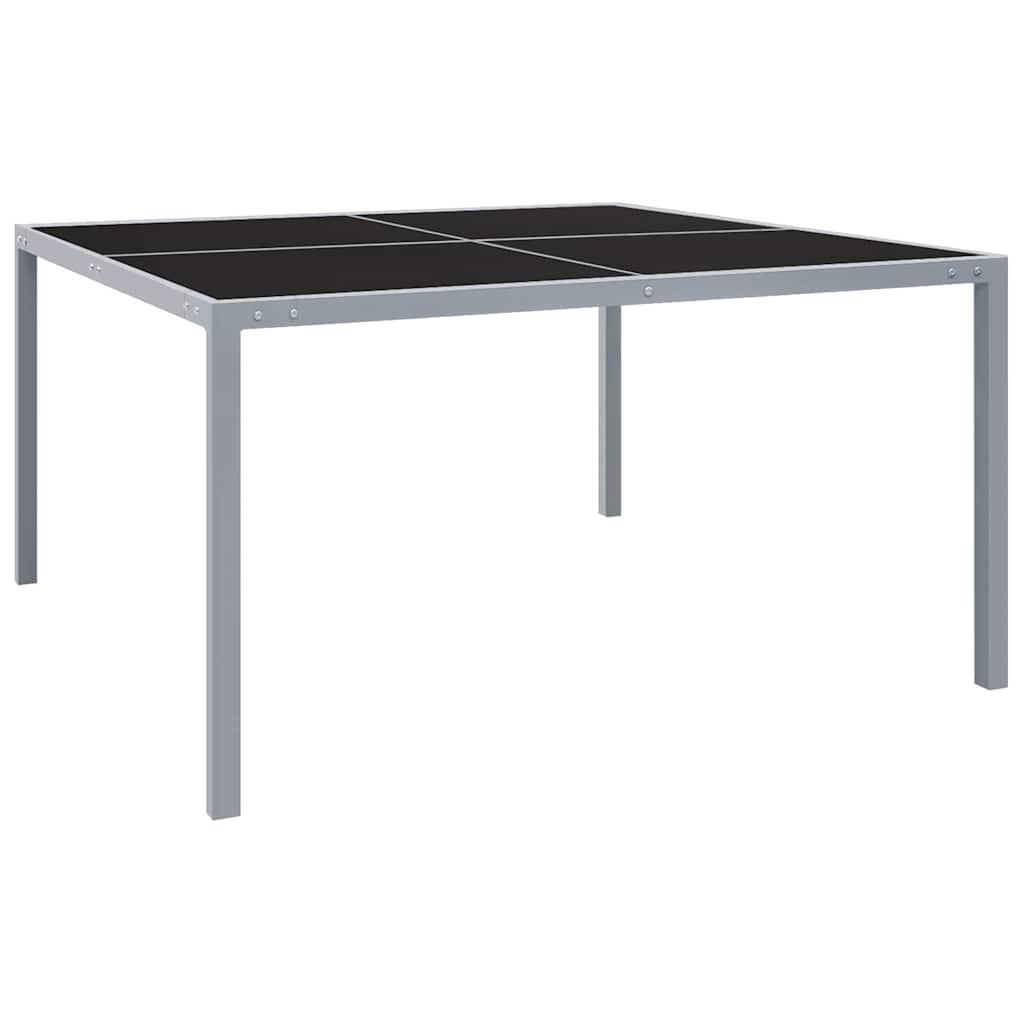 Mesa de jardín acero y vidrio negro y plateado 41x41x45 cm
