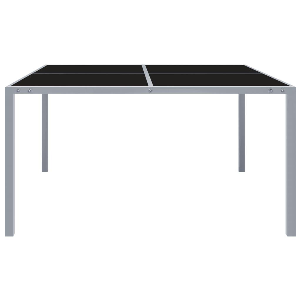 Mesa de jardín acero y vidrio negro y plateado 41x41x45 cm