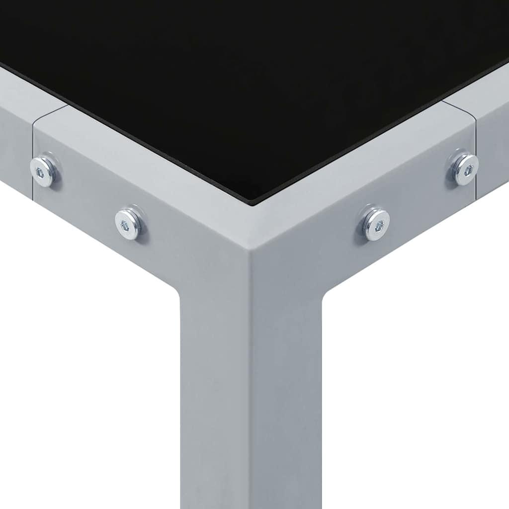 Mesa de jardín acero y vidrio negro y plateado 41x41x45 cm