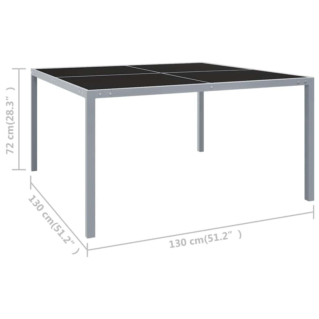 Mesa de jardín acero y vidrio negro y plateado 41x41x45 cm