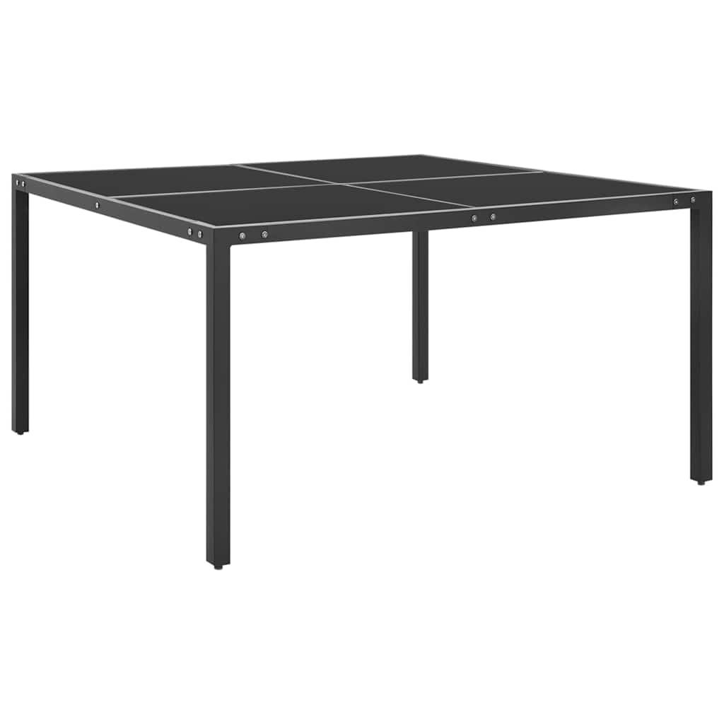 Mesa de jardín acero y vidrio negro y plateado 41x41x45 cm