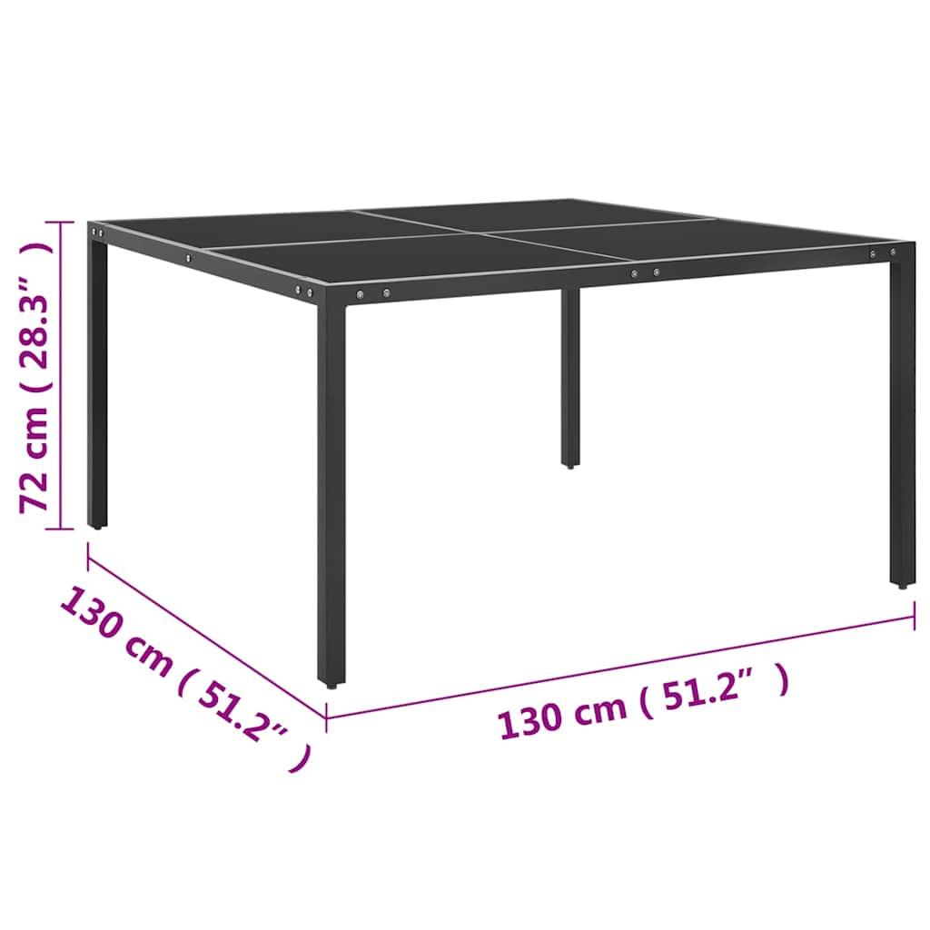 Mesa de jardín acero y vidrio negro y plateado 41x41x45 cm