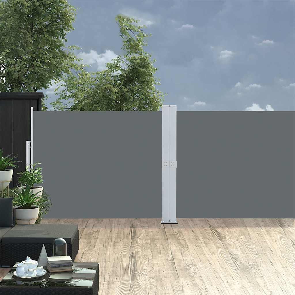 Toldo lateral retráctil para patio gris antracita 140x1200 cm