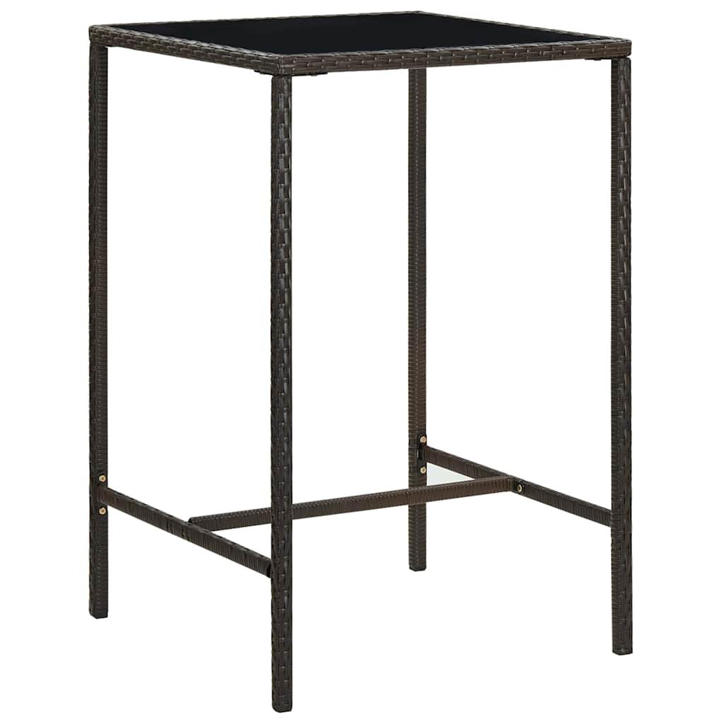 Mesa alta de jardín ratán sintético y vidrio