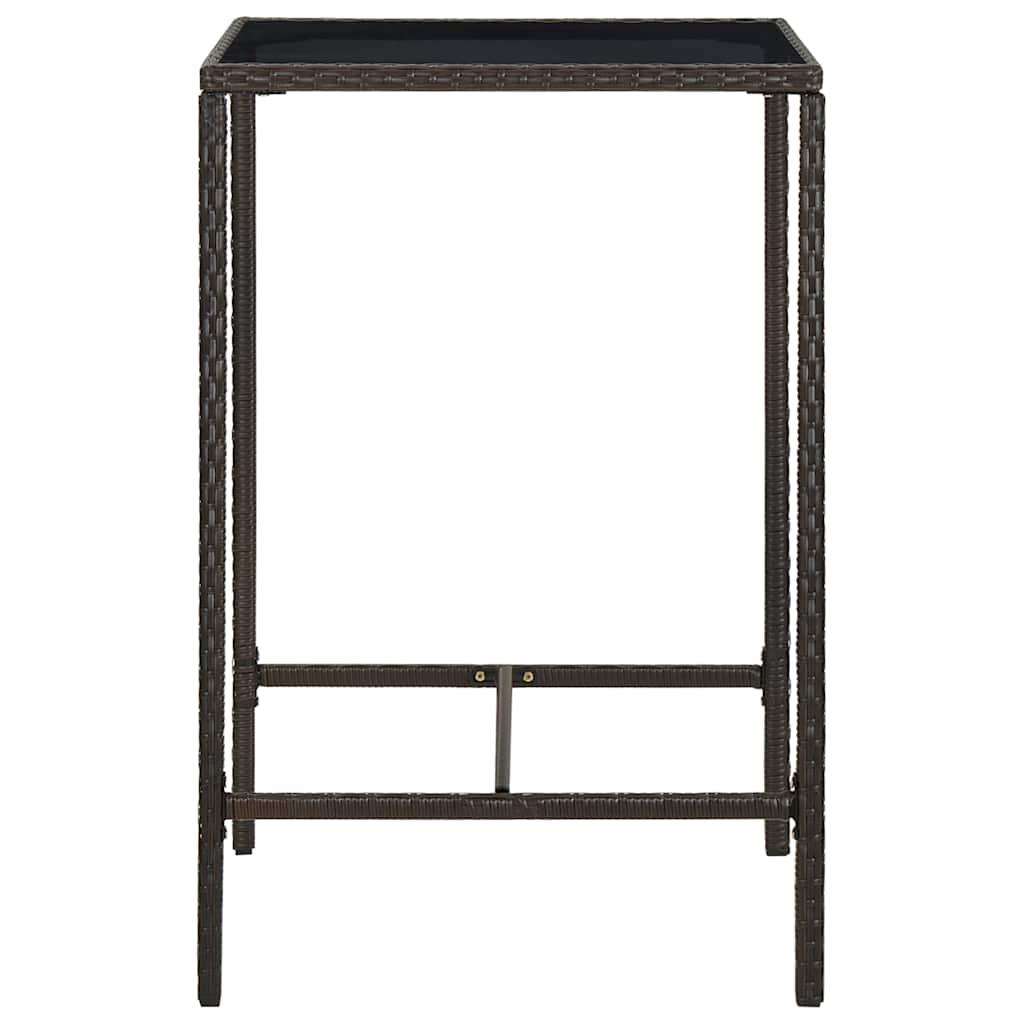 Mesa alta de jardín ratán sintético y vidrio