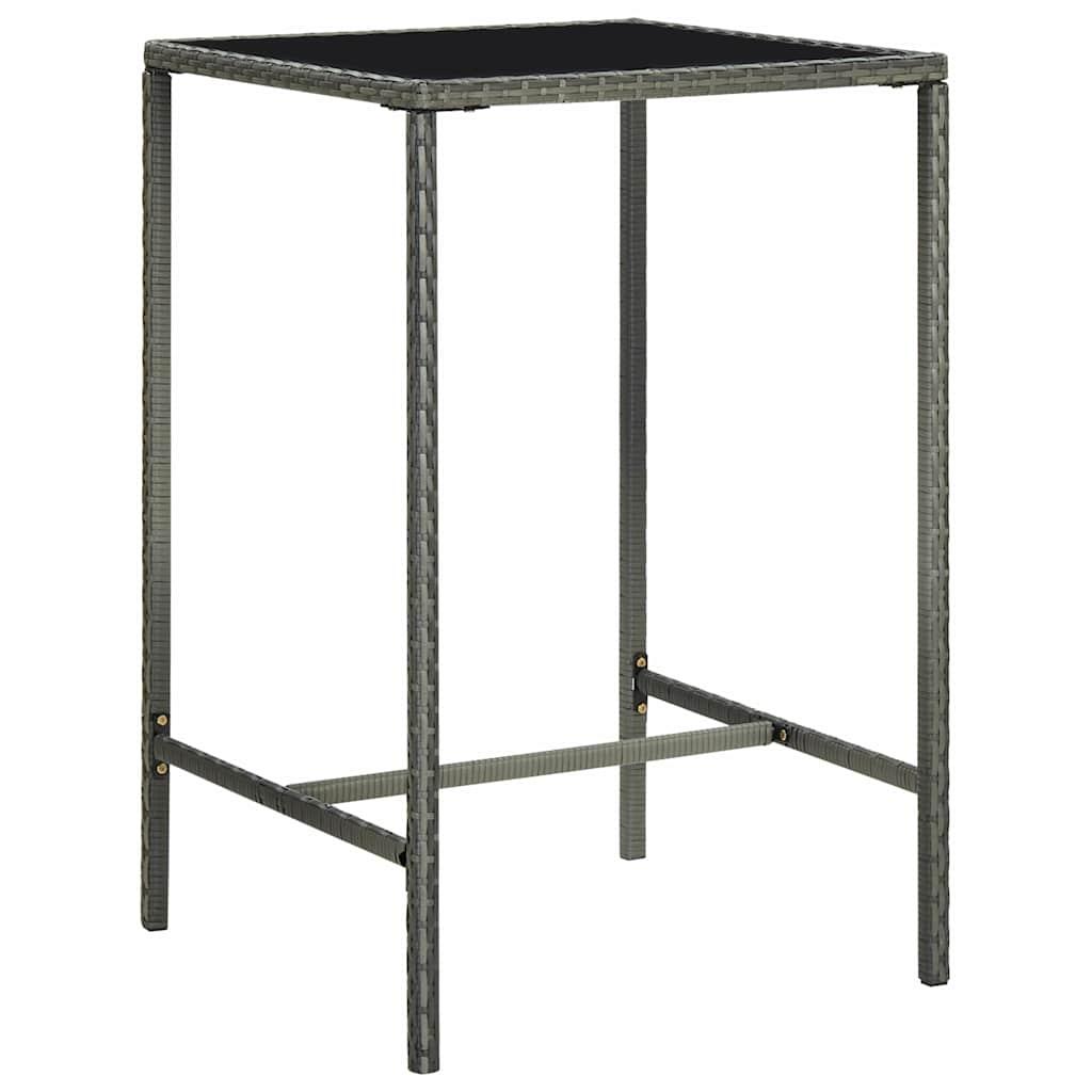 Mesa alta de jardín ratán sintético y vidrio marrón 70x70x110 cm