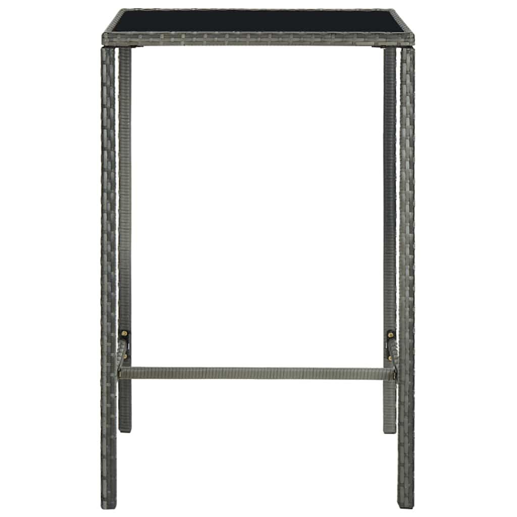 Mesa alta de jardín ratán sintético y vidrio marrón 70x70x110 cm