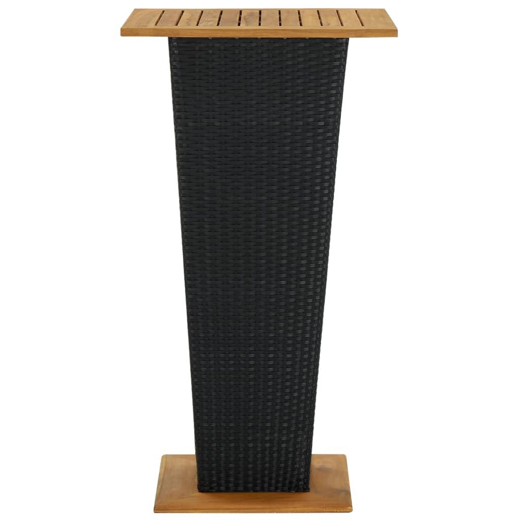 Mesa alta ratán sintético y madera de acacia negro 80x80x110 cm