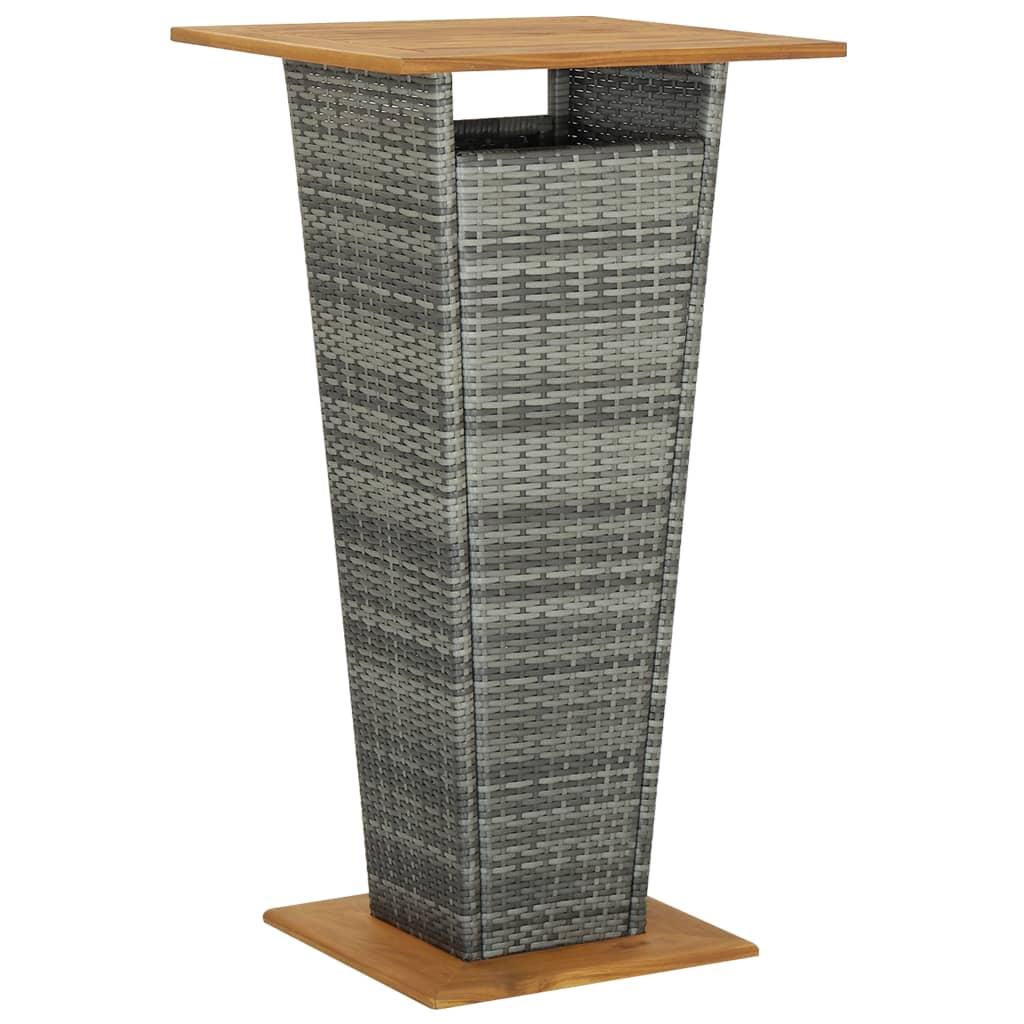 Mesa alta ratán sintético y madera de acacia negro 60x60x110 cm
