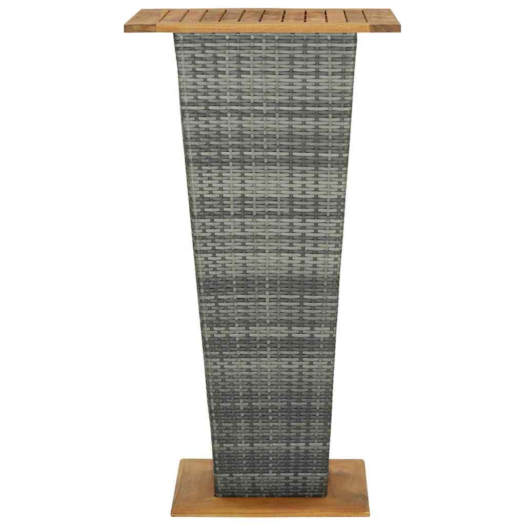 Mesa alta ratán sintético y madera de acacia negro 60x60x110 cm