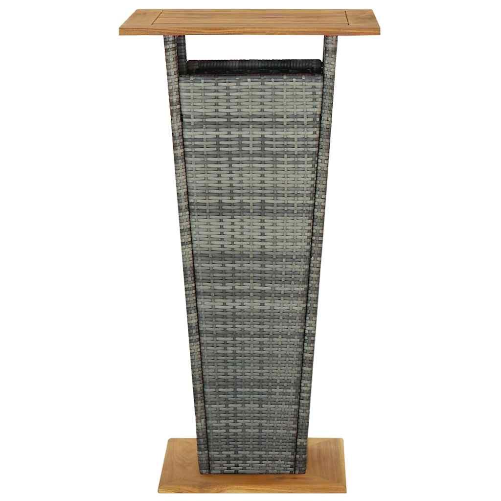 Mesa alta ratán sintético y madera de acacia negro 60x60x110 cm