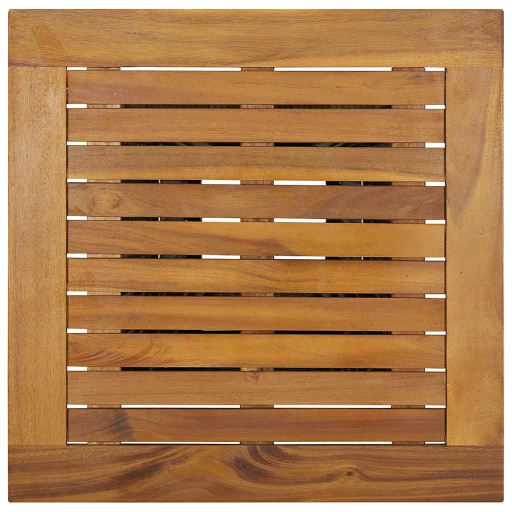 Mesa alta ratán sintético y madera de acacia negro 60x60x110 cm