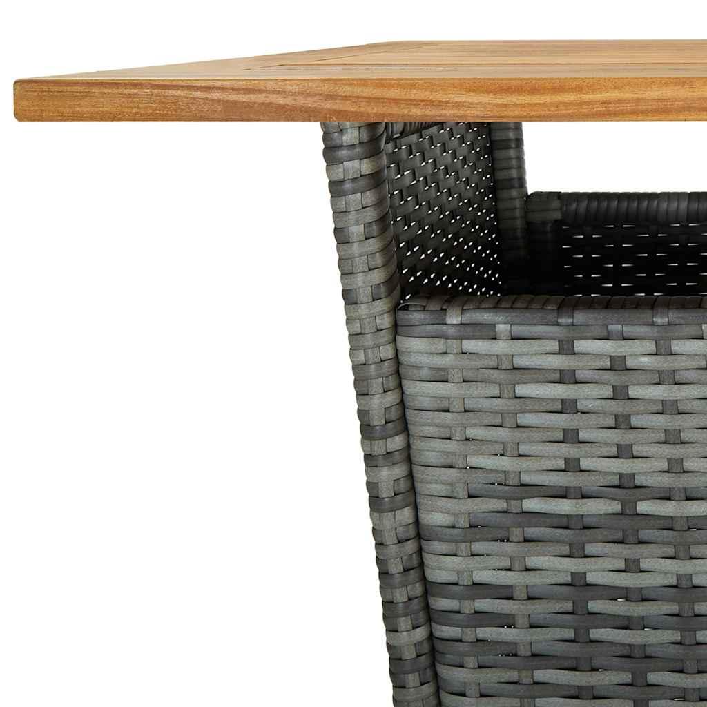 Mesa alta ratán sintético y madera de acacia negro 60x60x110 cm